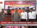 POLRES TANJAB TIMUR AMANKAN EMPAT TERSANGKA PEMILIK DAN PENGUNA NARKOTIKA JENIS SABU