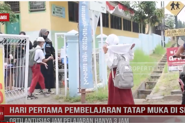 HARI PERTAMA PEMBELAJARAN TATAP MUKA DI SEKOLAH ORTU ANTUSIAS JAM PELAJARAN HANYA 3 JAM