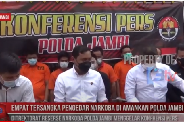 EMPAT TERSANGKA PENGEDAR NARKOBA DI AMANKAN POLDA JAMBI