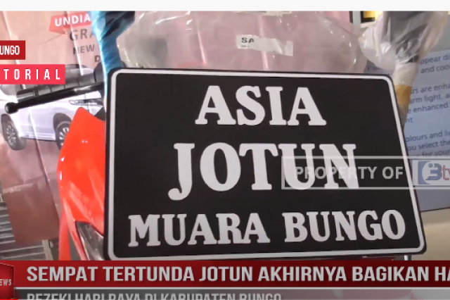 SEMPAT TERTUNDA JOTUN AKHIRNYA BAGIKAN HADIAH REZEKI HARI RAYA DI KABUPATEN BUNGO