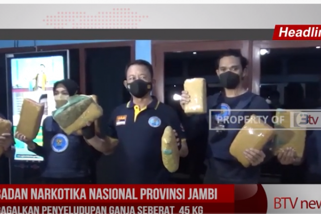 BNNP JAMBI GAGALKAN PENYELUDUPAN GANJA SEBERAT 45 KG