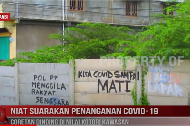 NIAT SUARAKAN PENANGANAN COVID 19 CORETAN DINDING DI NILAI KOTORI KAWASAN