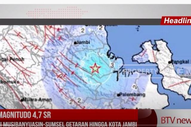 GEMPA MAGNITUDO 4,7 SR TERJADI DI MUSI BANYUASIN SUMSEL GETARAN HINGGA KOTA JAMBI