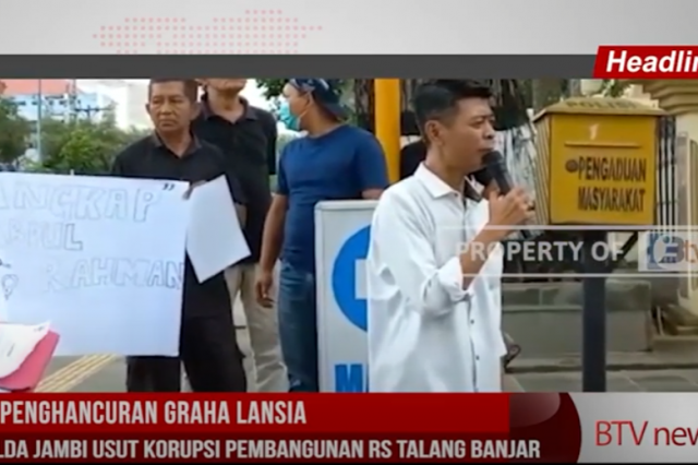 POLEMIK PENGHANCURAN GRAHA LANSIA,DEMONSTRASI DESAK POLDA USUT KORUPSI PEMBANGUNAN RS TALANG BANJAR