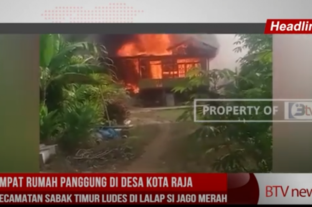 EMPAT RUMAH PANGGUNG DI DESA KOTA RAJA KECAMATAN SABAK TIMUR LUDES DI LALAP SI JAGO MERAH