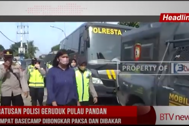 RATUSAN POLISI GERUDUK PULAU PANDAN, EMPAT BASECAMP DIBONGKAR PAKSA DAN DIBAKAR