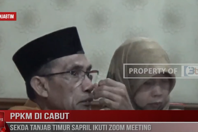 PPKM DICABUT, SEKDA TANJAB TIMUR SAPRIL IKUTI ZOOM MEETING