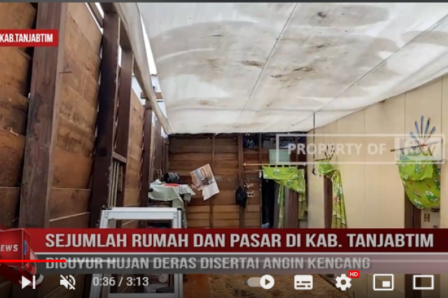 SEJUMLAH RUMAH DAN PASAR DI KAB TANJUNG JABUNG TIMUR DIGUYUR HUJAN DERAS DISERTAI ANGIN KENCANG