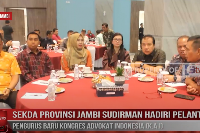 SEKDA PROVINSI JAMBI SUDIRMAN HADIRI PELANTIKAN PENGURUS BARU KONGRES ADVOKAT INDONESIA (K A I)