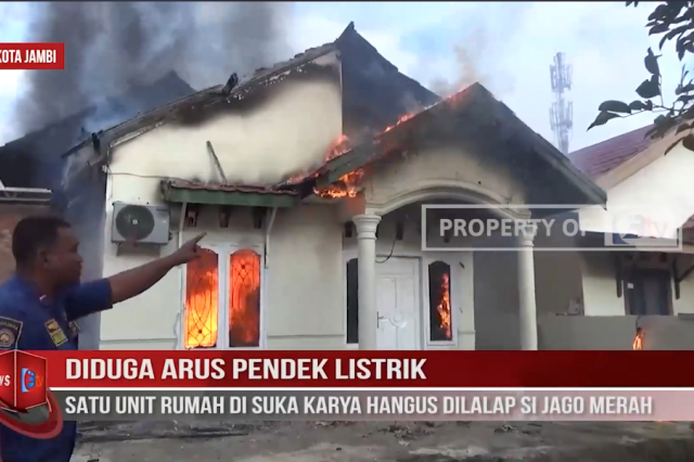 DIDUGA ARUS PENDEK LISTRIK, SATU UNIT RUMAH DI SUKA KARYA HANGUS DILALAP SI JAGO MERAH