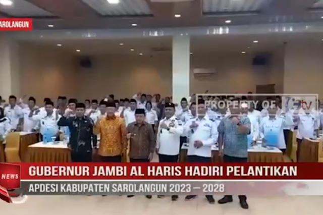 GUBERNUR JAMBI AL HARIS HADIRI PELANTIKAN APDESI KABUPATEN SAROLANGUN 2023 – 2028