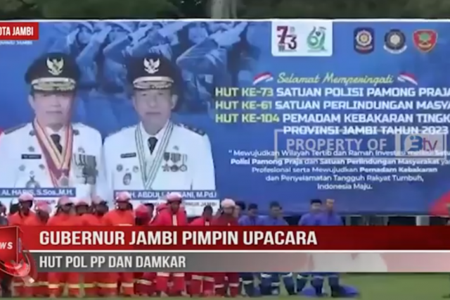 GUBERNUR JAMBI PIMPIN UPACARA HUT POL PP DAN DAMKAR