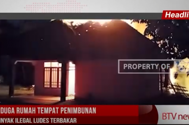 DIDUGA RUMAH TEMPAT PENIMBUNAN MINYAK ILEGAL LUDES TERBAKAR