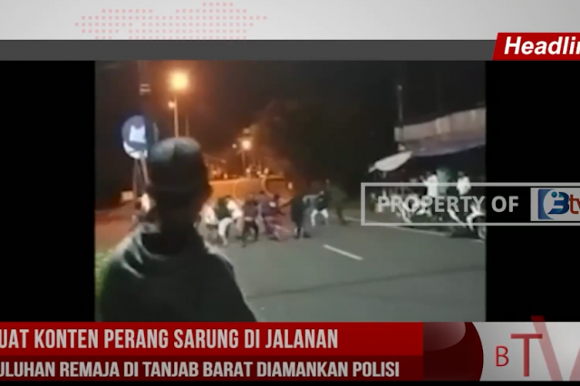 BUAT KONTEN PERANG SARUNG DI JALANAN,,PULUHAN REMAJA DI TANJAB BARAT DIAMANKAN POLISI