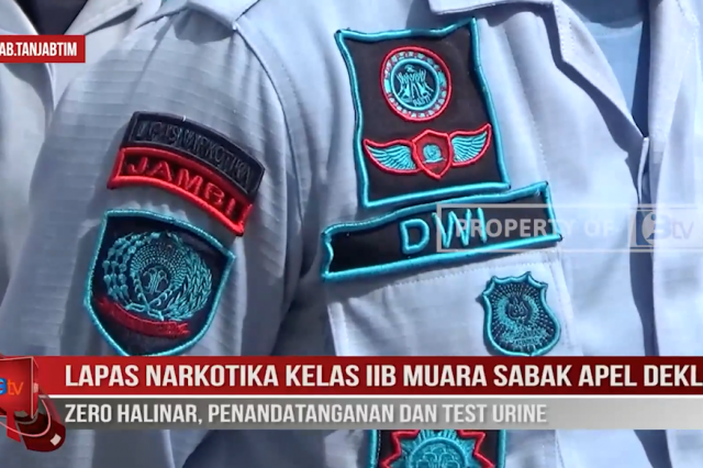 LAPAS NARKOTIKA KELAS IIB MUARA SABAK APEL DEKLARASI ZERO HALINAR, PENANDATANGANAN DAN TEST URIN