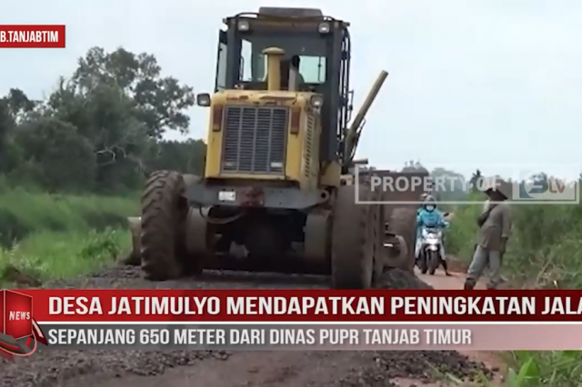 DESA JATIMULYO MENDAPATKAN PENINGKATAN JALAN SEPANJANG 650 METER DARI DINAS PUPR TANJAB TIMUR