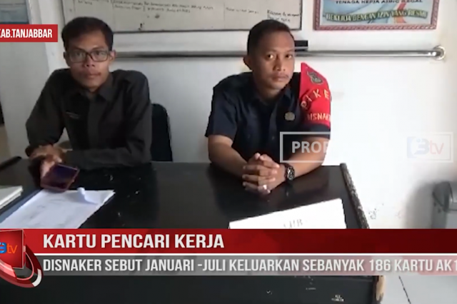 KARTU PENCARI KERJA,DISNAKER SEBUT JANUARI -JULI KELUARKAN SEBANYAK 186 KARTU AK1