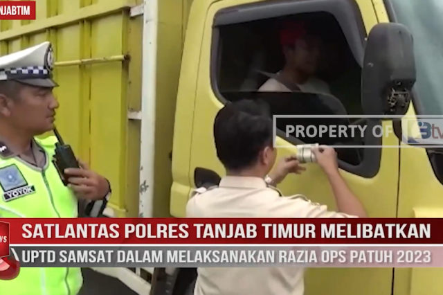 SATLANTAS POLRES TANJAB TIMUR MELIBATKAN UPTD SAMSAT DALAM MELAKSANAKAN RAZIA OPS PATUH 2O23