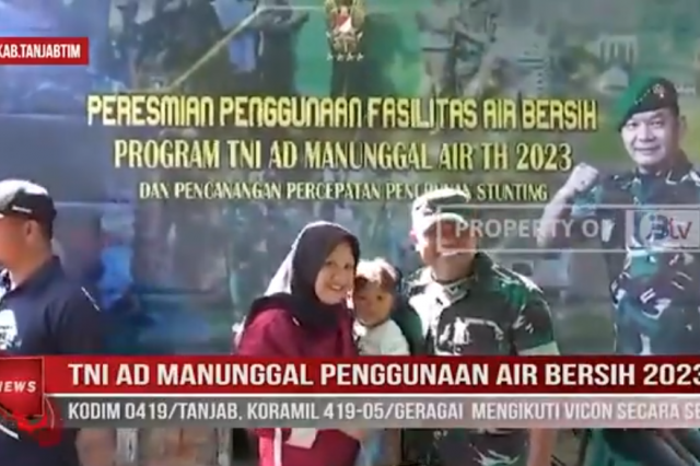 TNI AD MANUNGGAL PENGGUNAAN AIR BERSIH 2023 KODIM 0419 /TANJAB, KORAMIL 419 05 /GERAGAI