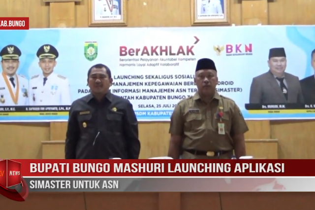 BUPATI BUNGO MASHURI LAUNCHING APLIKASI SIMASTER UNTUK ASN