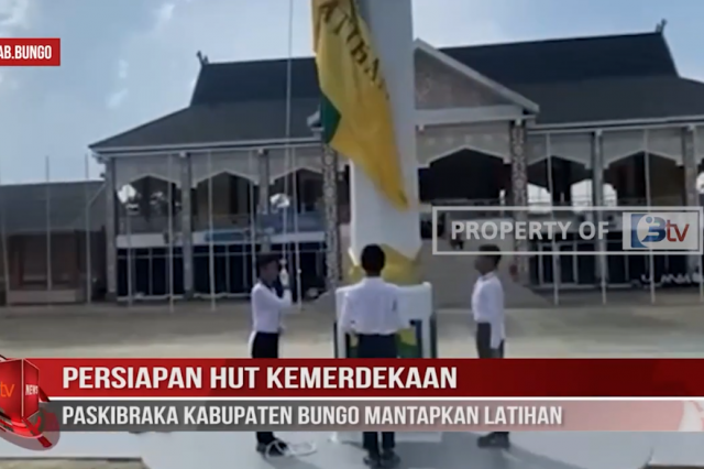 PERSIAPAN HUT KEMERDEKAAN, PASKIBRAKA KABUPATEN BUNGO MANTAPKAN LATIHAN