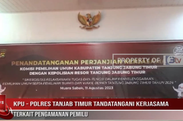 KPU - POLRES TANJAB TIMUR TANDATANGANI KERJASAMA TERKAIT PENGAMANAN PEMILU