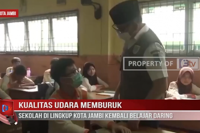 KUALITAS UDARA MEMBURUK, SEKOLAH DI LINGKUP KOTA JAMBI KEMBALI BELAJAR DARING