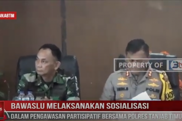 BAWASLU MELAKSANAKAN SOSIALISASI DALAM PENGAWASAN PARTISIPATIF BERSAMA POLRES TANJAB TIMUR