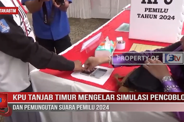 KPU TANJAB TIMUR MENGELAR SIMULASI PENCOBLOSAN DAN PEMUNGUTAN SUARA PEMILU 2024