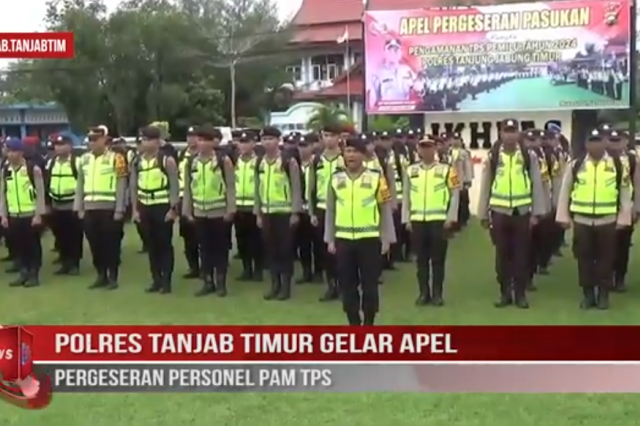 POLRES TANJAB TIMUR GELAR APEL PERGESERAN PERSONEL PAM TPS