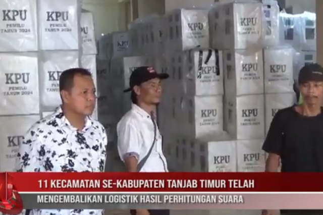 11 KECAMATAN SE KABUPATEN TANJAB TIMUR TELAH MENGEMBALIKAN LOGISTIK HASIL PERHITUNGAN SUARA