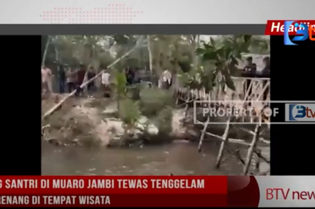 SEORANG SANTRI DI MUARO JAMBI TEWAS TENGGELAM SAAT BERENANG DI TEMPAT WISATA