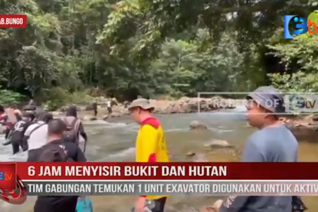 6 JAM MENYISIR BUKIT DAN HUTAN, TIM GABUNGAN TEMUKAN 1 UNIT EXAVATOR YANG DIGUNAKAN UNTUK AKTIVA