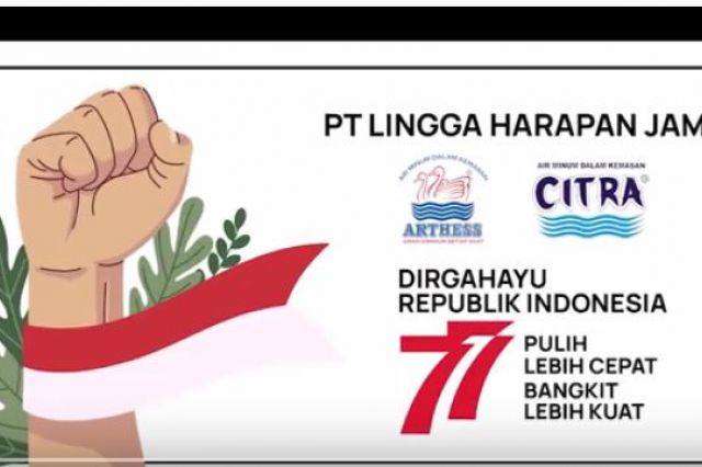 PT LINGGA HARAPAN JAMBI ( AIR MINUM ARTHESS & CITRA ) MENGUCAPKAN DIRGAHAYU RI KE 77