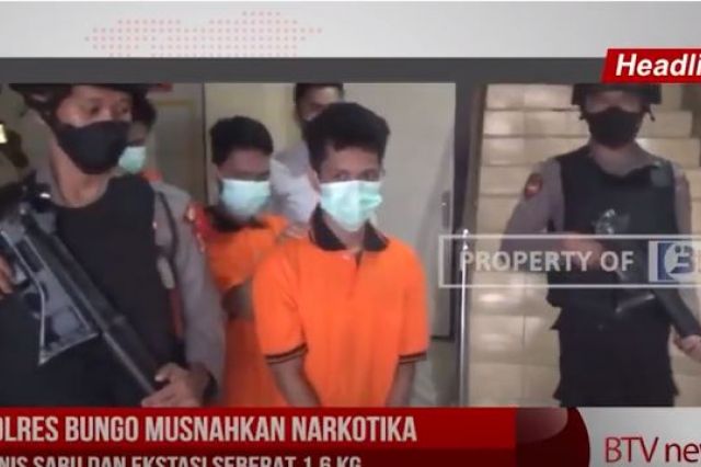 POLRES BUNGO MUSNAHKAN NARKOTIKA JENIS SABU DAN EKSTASI SEBERAT 1,6 KG