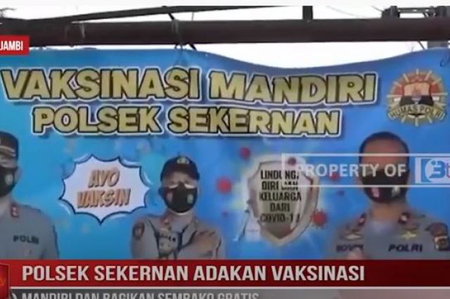 POLSEK SEKERNAN ADAKAN VAKSINASI MANDIRI DAN BAGIKAN SEMBAKO GRATIS