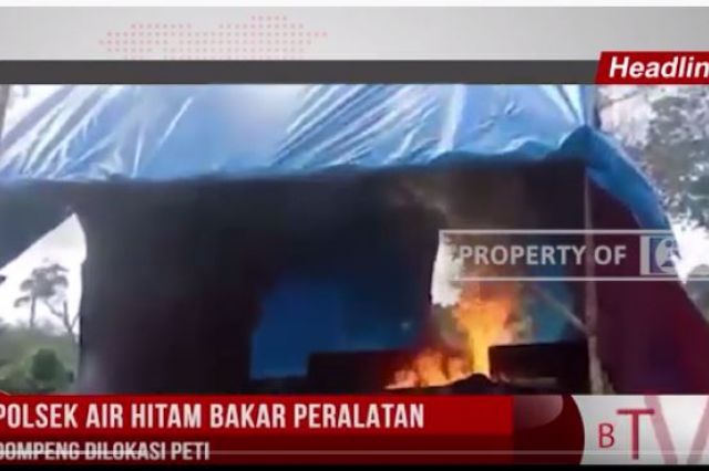 POLSEK AIR HITAM BAKAR PERALATAN DOMPENG DILOKASI PETI