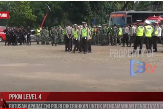 Ratusan aparat TNI - POLRI dikerahkan untuk mengamankan pengetatan ppkm level 4