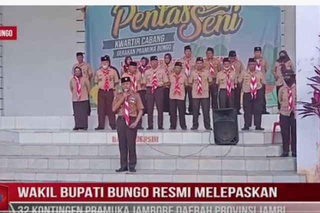 WAKIL BUPATI BUNGO RESMI MELEPASKAN 32 KONTINGEN PRAMUKA JAMBORE DAERAH PROVINSI JAMBI